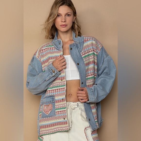 POL Multicolor Patterned Denim Jacket - Picture 2 of 3